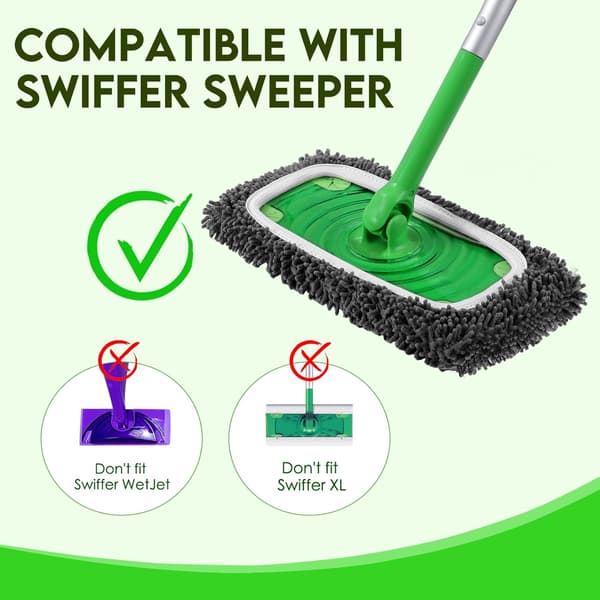 Återanvändbara våta dynor påfyllning för Swiffer Sweeper Mopp - Torra sopdukar & våta moppdukar, 6-pack (Mopp ingår ej)