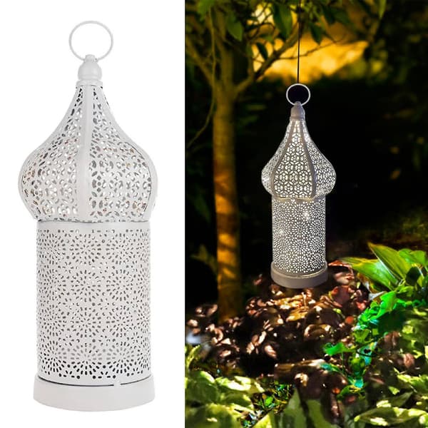 Hullet gravert retrolykt marokkansk boho bærbar bordlampe romantisk lysdekorasjon