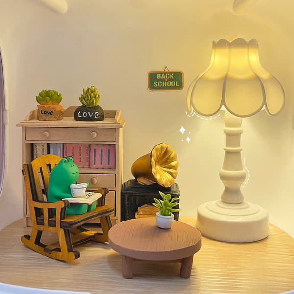 1:12 Dukkehus Miniatyr Blomsterknopp Bordlampe Nattlys Møbler A2
