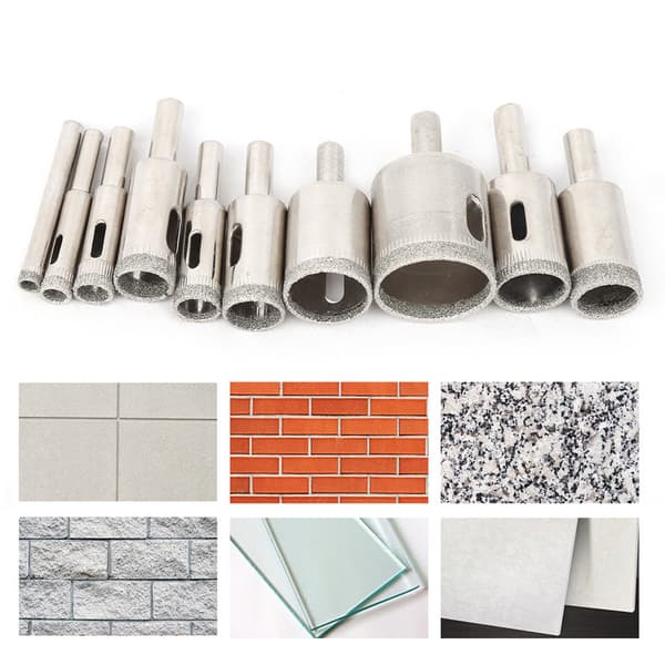 10 stk. diamantbelagte hulsave 6-30 mm til marmor, glas og fliseboring