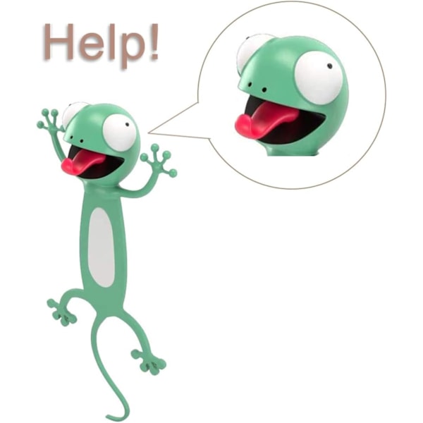 Vidunderlige bogmærker, sjove 3D tegneserie bogmærker dyr læse bogmærker til studerende kontorartikler Gecko