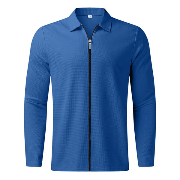 Herr Höst Ny Zip-Up Våffelstickad Jacka – Casual Långärmad Kragad Koftastil Royal blue S
