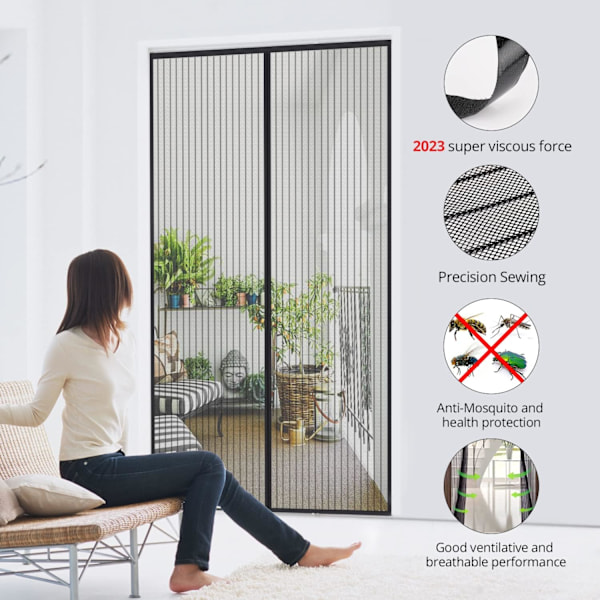 Vit myggnät med magneter för dörr, balkongdörr, 210x110, en storlek