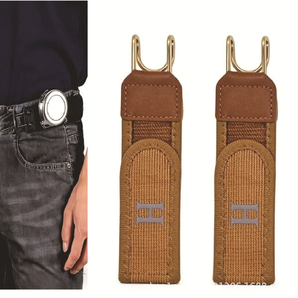 Bärbart justerbart lat midjebälte, populärt brunt spänne, utomhus avslappnad metallkrok elastisk midja (2st) brown-2pcs