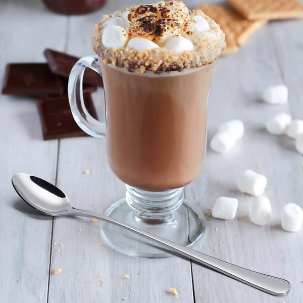 Latte skeer, sæt med 4 lange skeer, kaffeskeer i rustfrit stål, teske ideel til lattekaffe, espresso