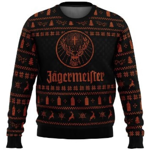 Jagermeister Fultröja Jultröja Herrar 3D Tröja Toppar XS Jagermeister