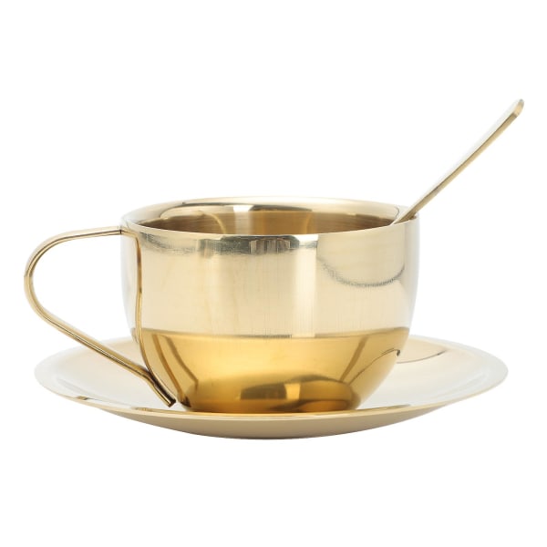 1 set hushållens utsökta mugg kaffekopp set kopp med sked och kopp skål Golden 10.5x8cm