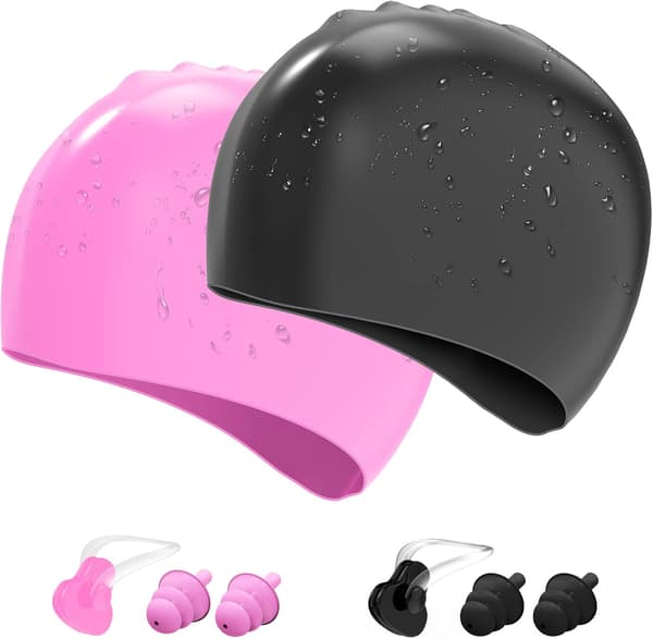 2-pack Badmössa, Silikon Badmössa, Elastisk Badmössa, Unisex Badmössa, Vattentät Badmössa, Badmössa för Män och Kvinnor