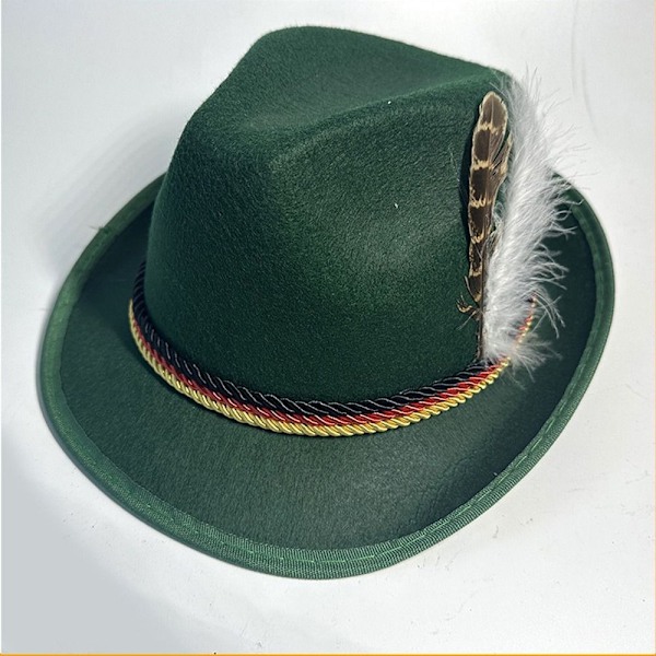 Dekorative fjerhatte, vestlige bjerghatte, Oktoberfest-hat, bayerske kostumer, cosplay-hatte grøn Y green No,