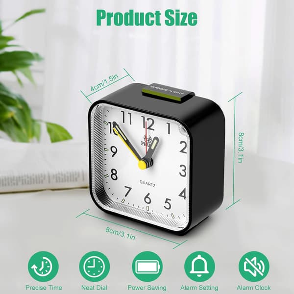 Tyst Analog Väckarklocka, Morgon Väckarklocka Sängbord Plast Quartz