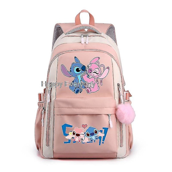 Lilo og Stitch Rygsæk Kvinder Mænd Høj Kapacitet Vandtæt College Skoletaske Trendy Kvinder Mænd Laptop Skoletaske Black