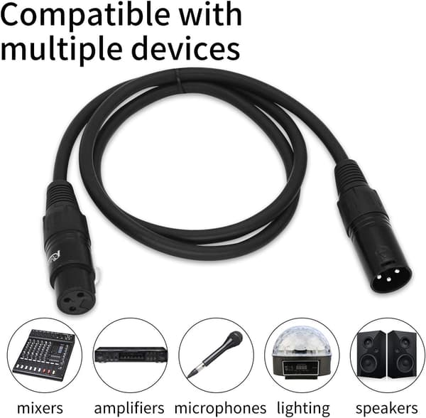 3' XLR-kablar, 3-stifts mikrofonkabel, studiokabel, 5 m