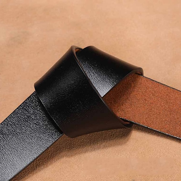 Äkta läderbälte utan spänne 02 Brown 3.8cm