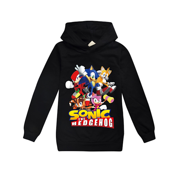 Hættetrøje Sweatshirt Pullover Jumper Toppe til Børn Drenge Piger Sort Black 150cm