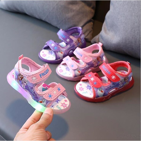 Børnesandaler Pige Prinsesse Sandal Frozen Elsa Sommer Åndbar Lysende Børn Piger Sportsandaler Sko picture color picture color 29