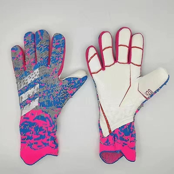 Professional Silicone Rubber Waterproof Non-Slip Gloves Latex Soccer Gloves For Adult Kids #1 pink and blue sjx