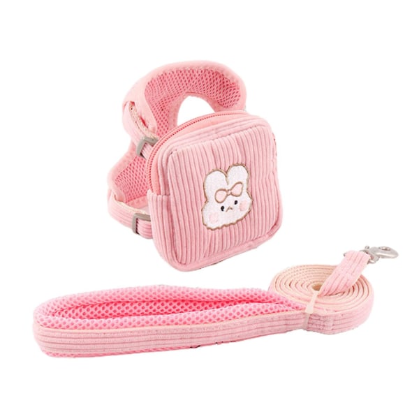 1 set Stripe Sele koppel Set Löstagbart justerbart släppspänne Hund Bagpack koppel för promenader Pink S