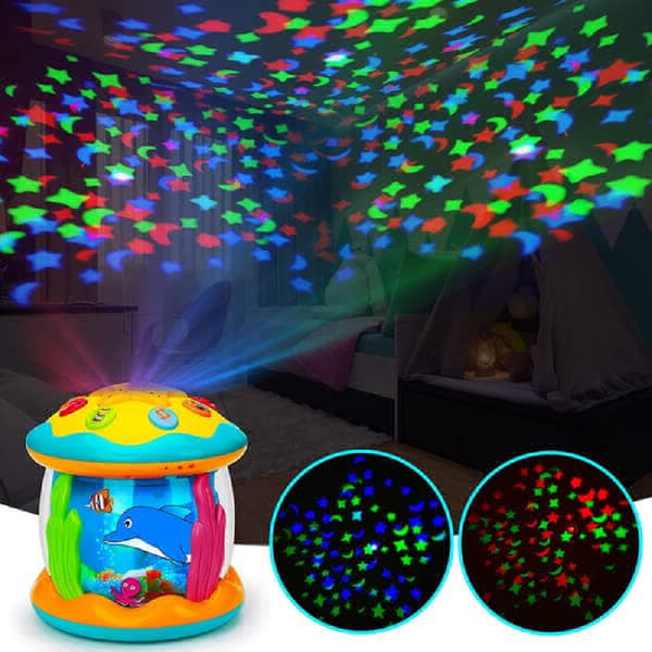 Ocean Light Projector Musikalisk Leksak för Småbarn 1-3 år - Montessori Sensorisk Gåva