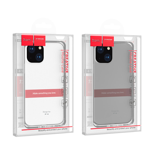 2 stk. hoco. Til iPhone 15 etui Skal Akryl/TPU Transparent/sort Transparent+black iPhone 15