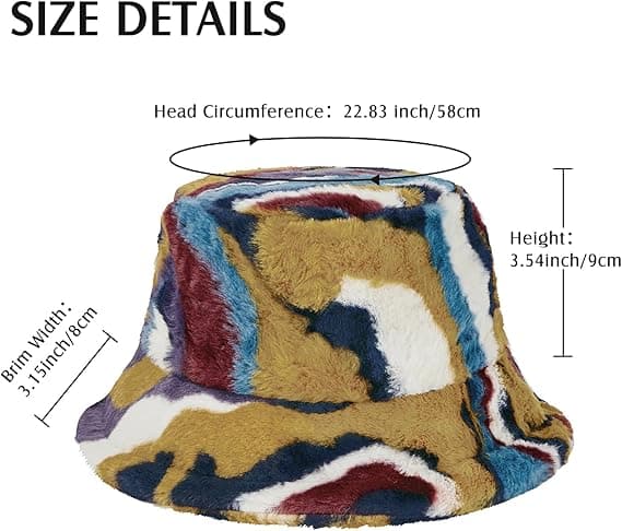 Fuzzy Bucket Hat til Kvinder Fluffy Bucket Hat Varm Pels Hat til Kvinder Vinterhatte til Kvinder Farverig