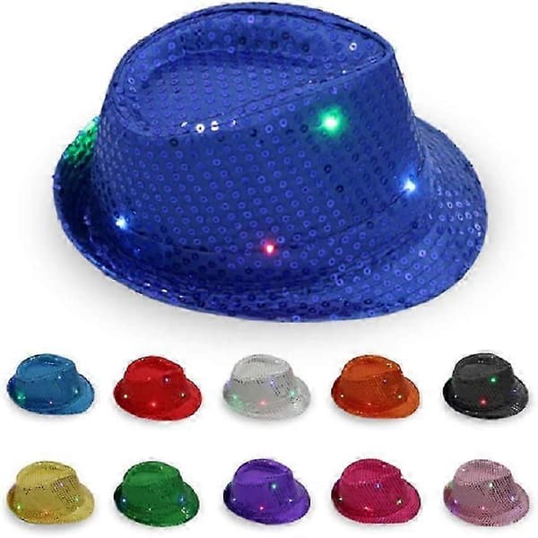 Vuxen 9-färgs LED-ljus Paljetter Performance Jazzkeps 1 stycke
