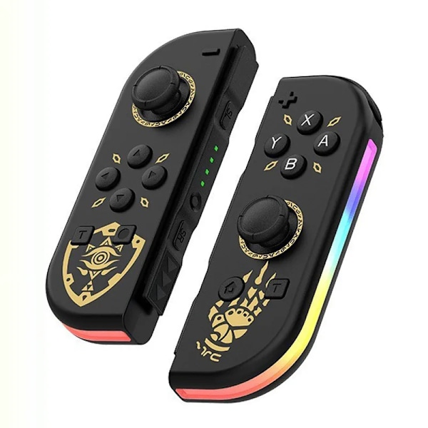 RGB-valaistu Nintendo Switch JOYCON - Yhteensopiva alkuperäisen fitness Bluetooth-ohjaimen kanssa NS-peleille, vasen ja oikea pieni käsikäyttöinen black gold