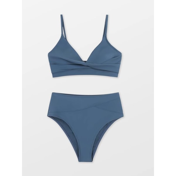 Kvinnors bikini set crossover bustier bikini med hög midja L