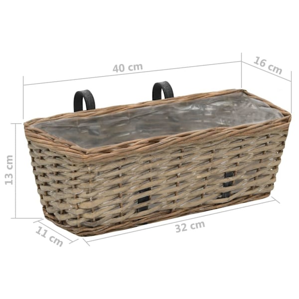 Balkongkasse 2 stk kurv med PE-fôr 40 cm Brown Brun