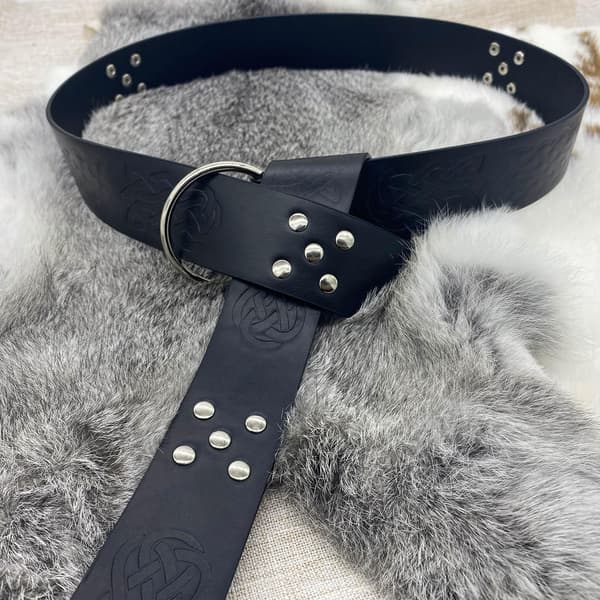 Medeltida Bälte för Män Retro Stil Kostym Präglat Nitat PU Black