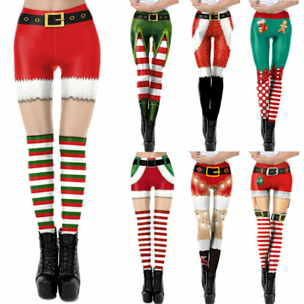 Damer Jul Xmas Hjort 3D Leggings Bukser Strømpebukser A A XL