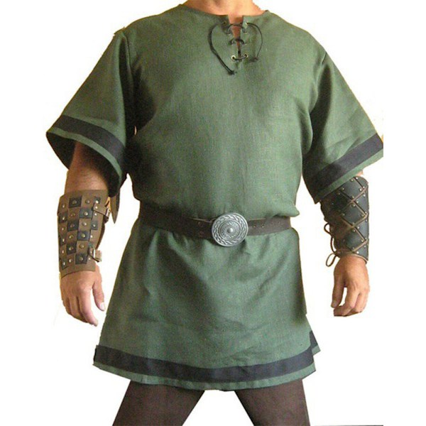 Mænds middelalderlige ridder bæltekostume Warrior Halloween top grøn green M