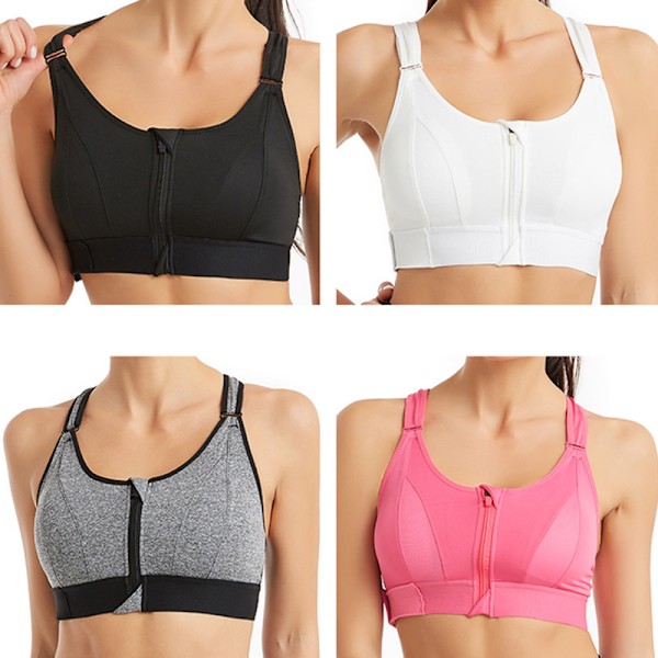 Dam sport-bh Tight Yoga Tank Dragkedja fram Rosa pink 3XL