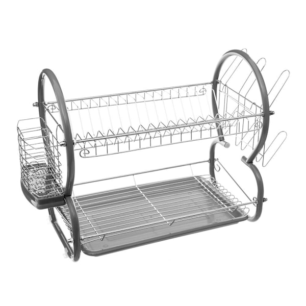 Oppvaskstativ i krommet metall Y Grey grå