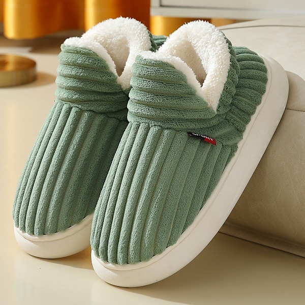 Miesten ja naisten talvi-tossut, lämpimät tossut, lämpimät ja mukavat pilvimäiset tossut miehille ja naisille, liukumattomat tossut sisä- ja ulkokäyttöön Light Green 36-37