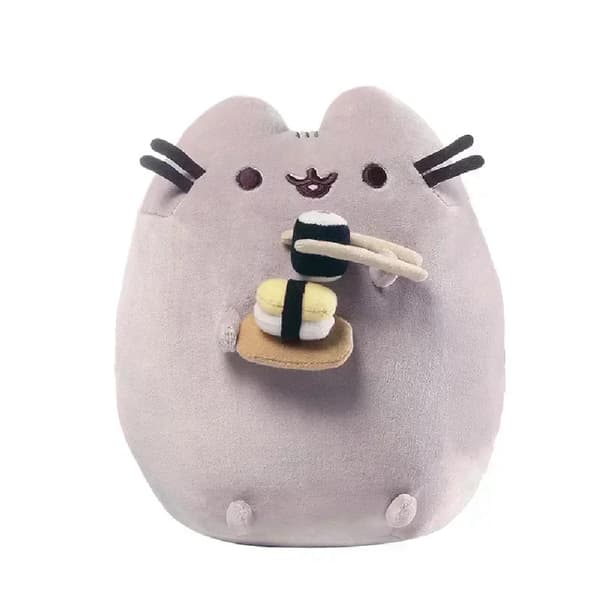 Pusheen 16 cm rund heldig kat plyslegetøj, sød kat plyslegetøjsdukkegave potato chips