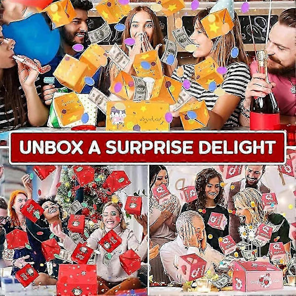 Jul-Pop-Up Pengar Presentask - Personlig DIY Foto Överraskning Explosion Box Julgåva för Barn Vuxna Red 20 Boxes
