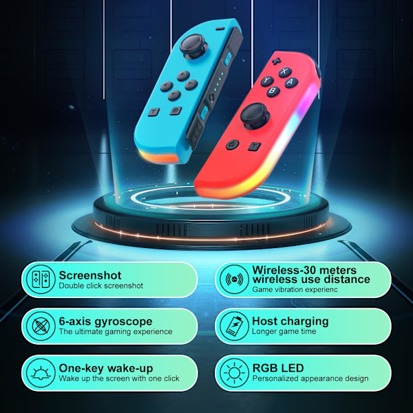 Trådløs håndkontrol kompatibel med Nintendo Switch, OLED, Lite Gamepad Joystick (l/r) Udskiftning med RGB højre hånd blue+red