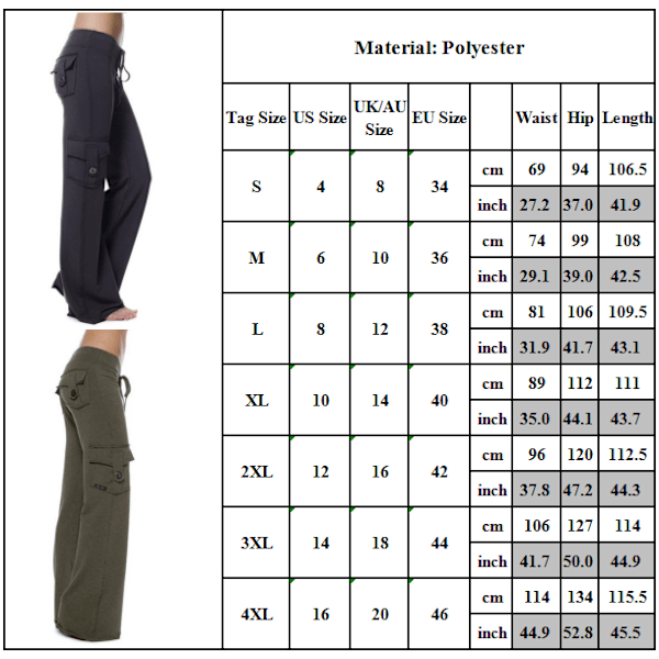 Kvinnor Hög Midja Knapp Lediga Fickor Pilates Stretch Yoga Byxor vinröd wine red 2XL