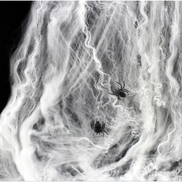 Halloween-hämähäkkipuuvillan hämähäkinverkko muoviset pienet hämähäkit baari salahuone kummitustalo ulkokoristeet rekvisiitat 60-pack spiders