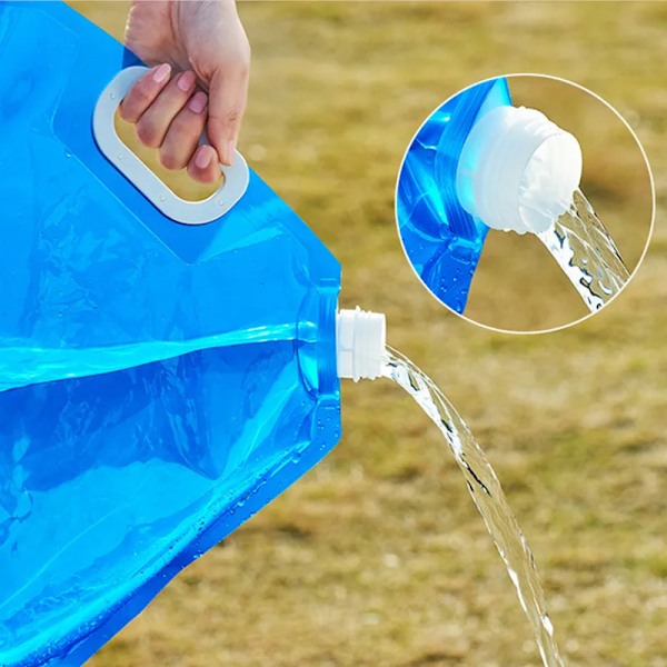 5/10L Camping vattenpåse Bärbar hopfällbar vattenhink Stor vattenbehållare Utomhus Resor Hopfällbar påse Burk Campingtillbehör 5L Blue