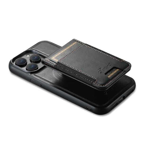 TS Kunstlæder Etui med MagSafe Kortholder til iPhone 15 Plus - Sort