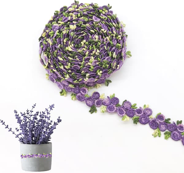 5 meter blombårdstejp (lila-4,5M) blommig DIY spetsapplikation