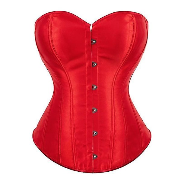 Bystier Korsett Topp Dam Sexiga Underklädesset Svart Satin Midjekorsett RÖD RED 6XL