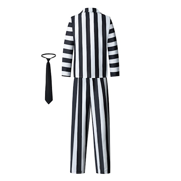 Beetlejuice Halloween Cosplay Kostume Ghosty Stribet Outfit Sæt Herre Fancy Dress L