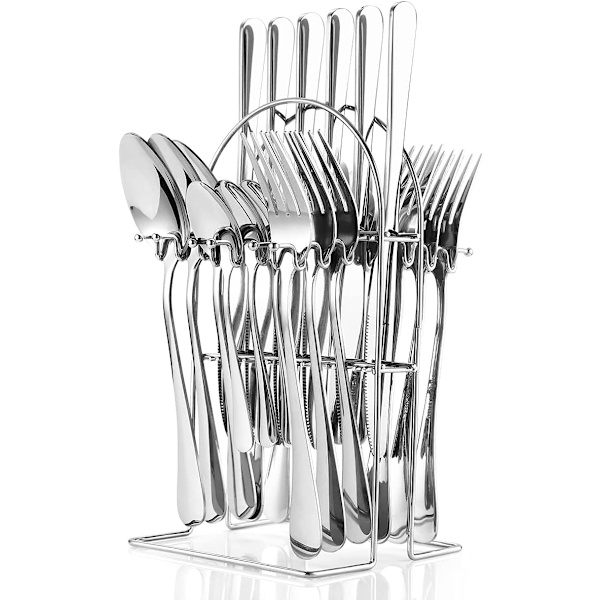 Bestickset med stativ 24 delar - Rostfritt stål - Hängande servi SILVER 1