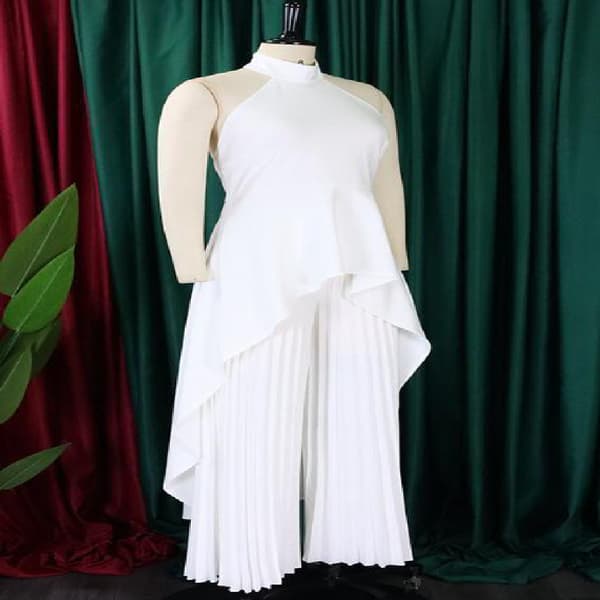 Sommarmode Rygglösa vida benbyxor Vit White XL