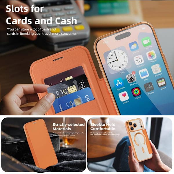 Lommebokdeksel til iPhone i PU-skinn med RFID-blokkering, magnetisk bakside Grey iPhone13