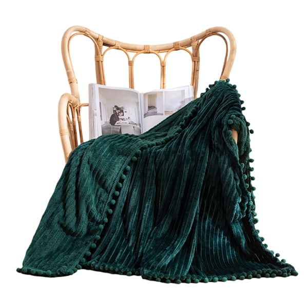 Fleecepledd 127 x 152 cm for Sofa, Seng, Supermyk og Koselig Plysj Mikrofiber Flanellpledd med 3D-Striper Lettvektig for green