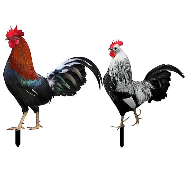 2 st verklighetstrogna akryl fjäderfästake Dekor Trädgårdsmark Insättningsstake Simulering Kycklingstake
