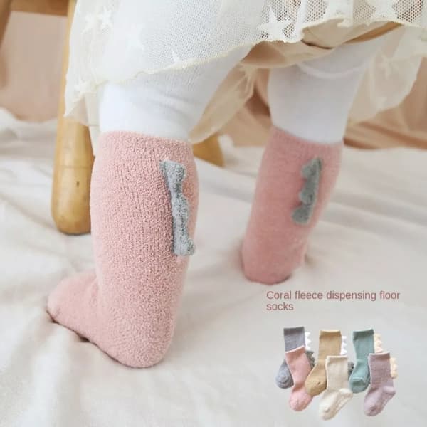 Korallfleece-strumpor för nyfödda, avslappnade, varma, vinterstrumpor White M1-3 years old